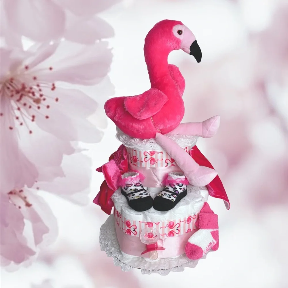 Flamingo Diaper Cake
